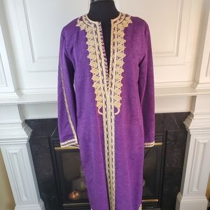 GORGEOUS PURPLE EMBROIDED MAXI CAFTAN